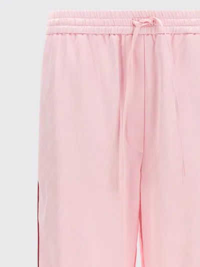 Off-white Women Pink Jacquard Satin Pajama Pants, 32 Luxury Pants For Women Darveys