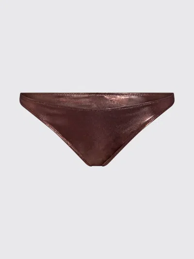 Blumarine Metallic-effect Bikini Bottom In Brown