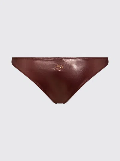 Blumarine Metallic-effect Bikini Bottom In Brown