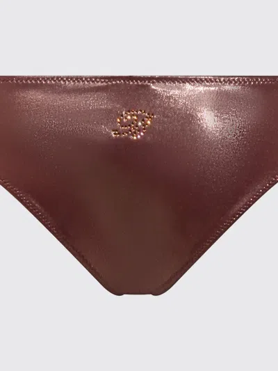 Blumarine Metallic-effect Bikini Bottom In Brown