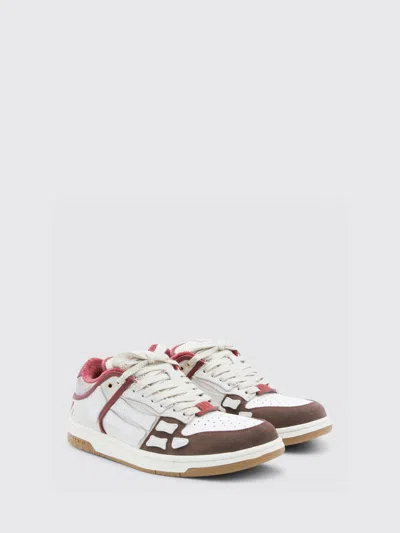 Amiri Brown Xl Skel Top Low Cow Leather Sneakers In White
