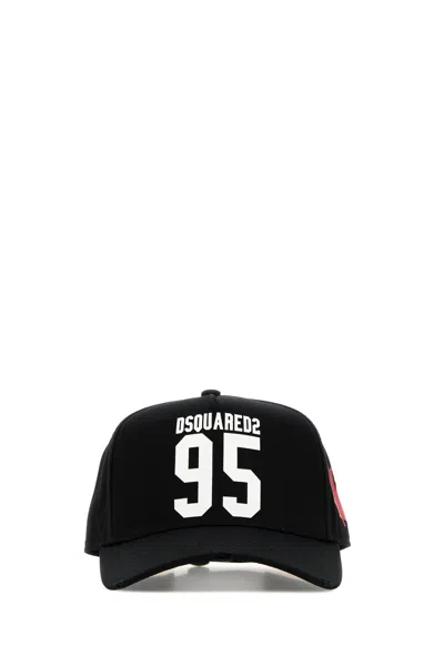 Dsquared2 Black Cotton Baseball Cap In Pattern
