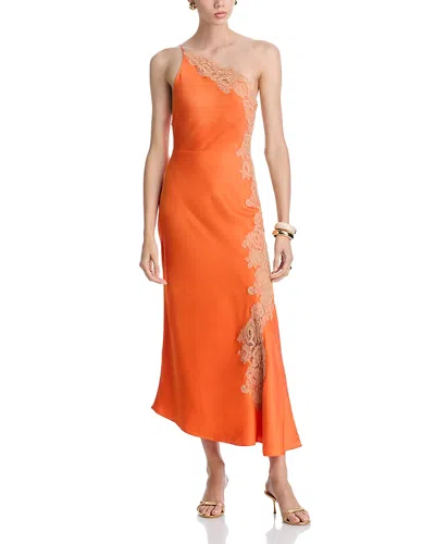 A.l.c Lou Lace-embroidered One-shoulder Slip Dress In Orange