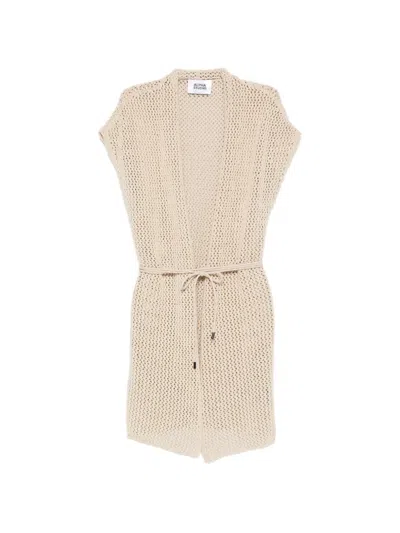 Alpha Studio Openwork Cardigan In Neutral
