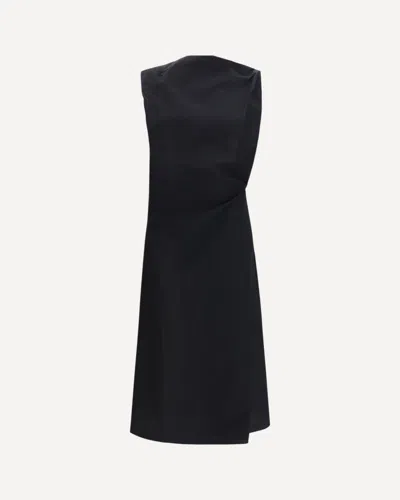 Jacquemus Drap Cotton-blend Poplin Midi Dress In Black