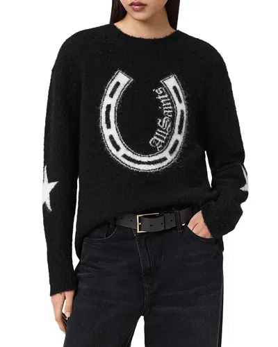 Allsaints Kismet Intarsia Knitted Sweater In Black