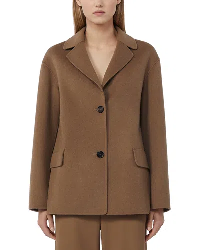 Max Mara Single-breasted Double-faced Wool Jacket In Brown