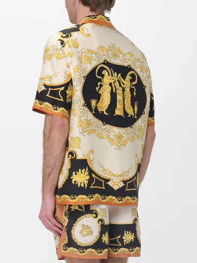 Versace Printed Silk Twill Regular Shirt In Black