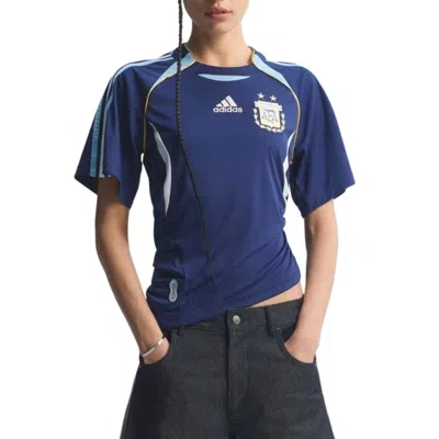 Adidas Originals Argentina Reconstructed Bringback Striped Short-sleeve T-shirt In Blue