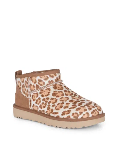 Ugg Stivaletto Donna Classic Ultra Mini Felicity Leopard Jasmine In Brown