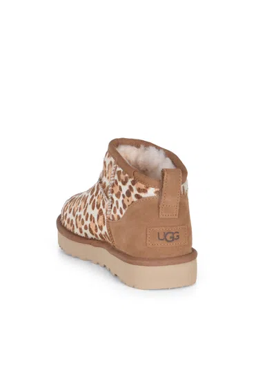 Ugg Stivaletto Donna Classic Ultra Mini Felicity Leopard Jasmine In Brown