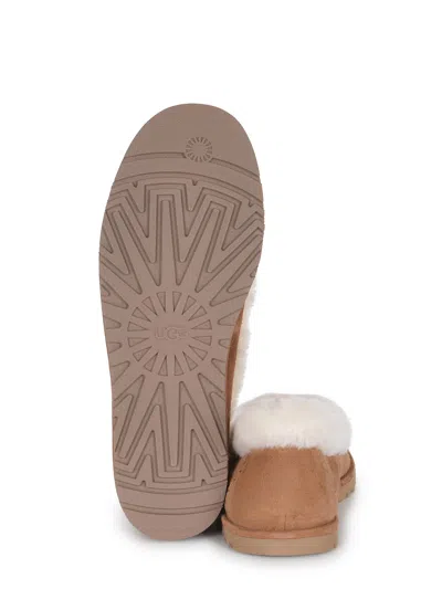 Ugg Minimalist Brown Flat Shoes With Smooth Rounded Toe