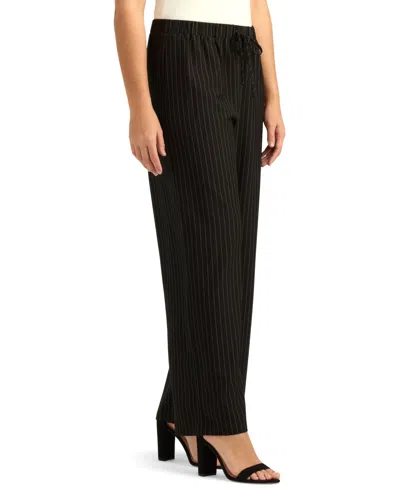 Bcx Juniors' Pinstriped Tropical Pull-on Pants In Black