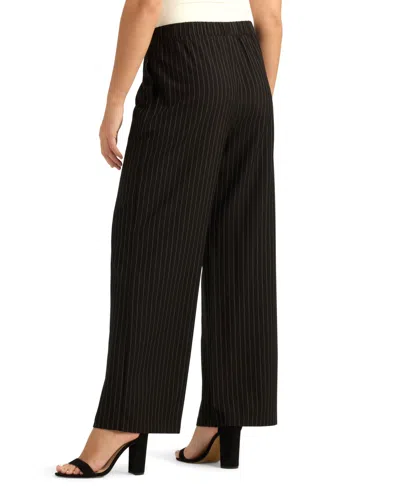 Bcx Juniors' Pinstriped Tropical Pull-on Pants In Black