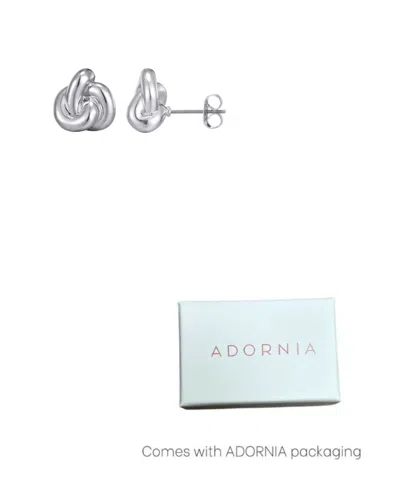 Adornia Silver Plated Chubby Knot Stud Earrings In Metallic