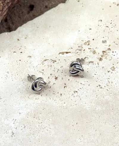 Adornia Silver Plated Chubby Knot Stud Earrings In Metallic