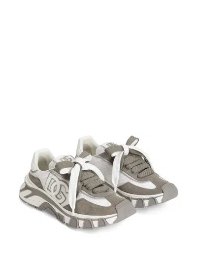 Dolce & Gabbana Dg Country Road Sneaker In Leather And Fabric In White