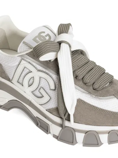 Dolce & Gabbana Dg Country Road Sneaker In Leather And Fabric In White