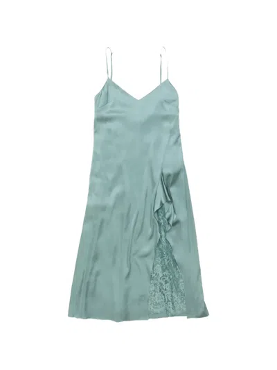 Acne Studios Satin Dress Woman Sage Green In Blue