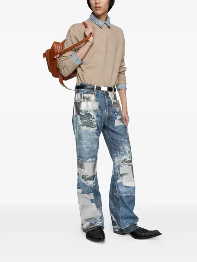 Acne Studios Patchwork Trousers In Blue