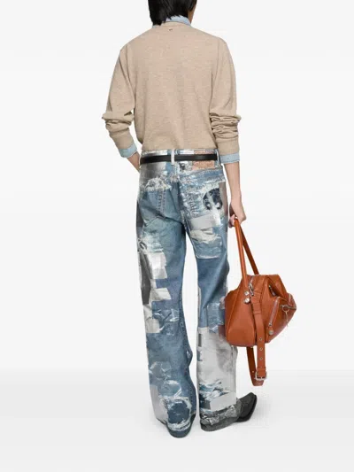 Acne Studios Patchwork Trousers In Blue
