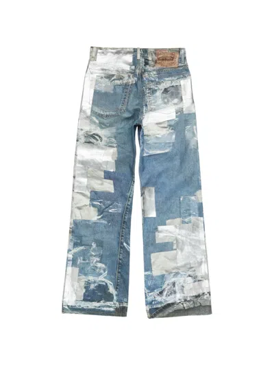Acne Studios Patchwork Trousers In Blue