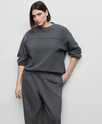 Mango Ruched Sleeve Sweatshirt In Gray