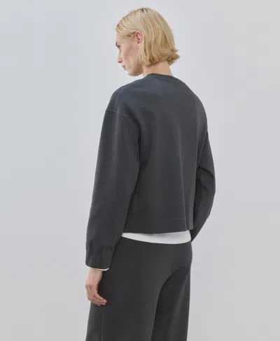 Mango Ruched Sleeve Sweatshirt In Gray