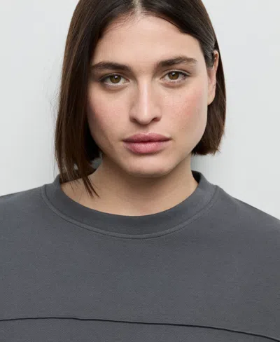 Mango Ruched Sleeve Sweatshirt In Gray