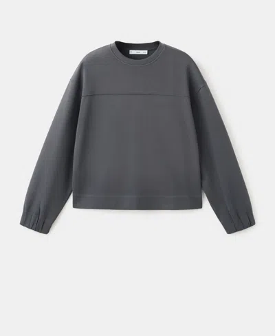 Mango Ruched Sleeve Sweatshirt In Gray
