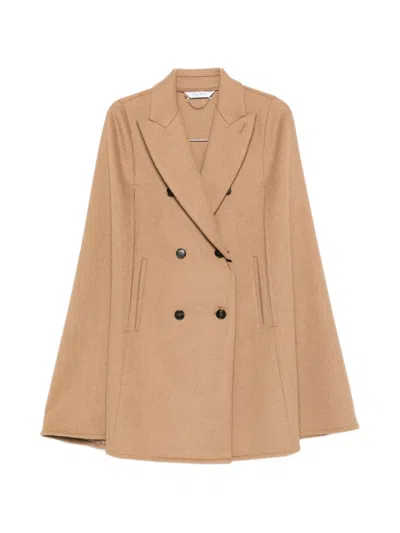 Max Mara Pordoi Double-breasted Cape In Brown