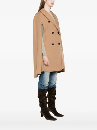 Max Mara Pordoi Double-breasted Cape In Brown