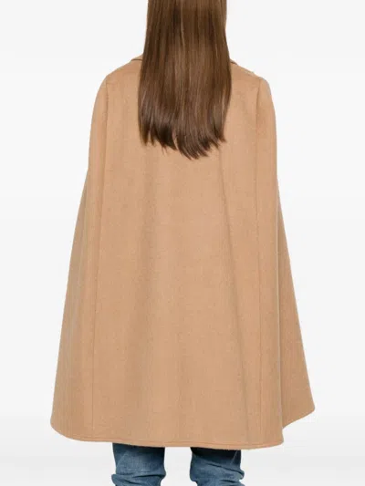 Max Mara Pordoi Double-breasted Cape In Brown
