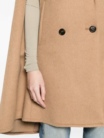 Max Mara Pordoi Double-breasted Cape In Brown