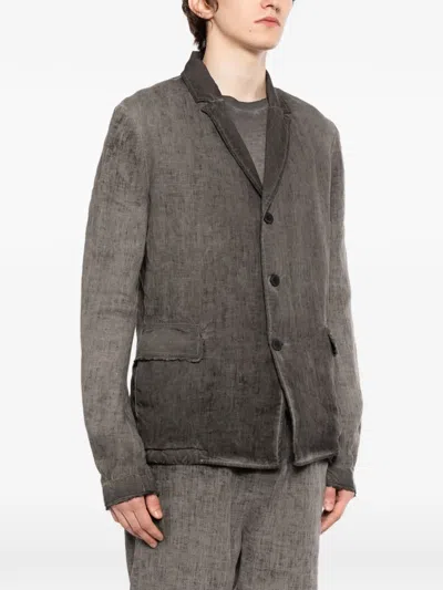 Thom Krom Linen Button-up Jacket In Gray