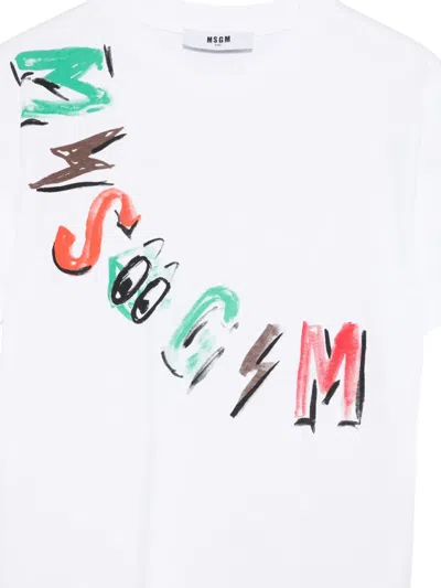 Msgm Logo T-shirt In White