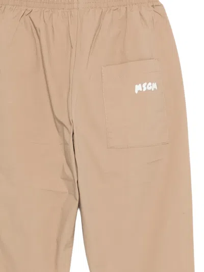 Msgm Logo-print Trousers In Brown