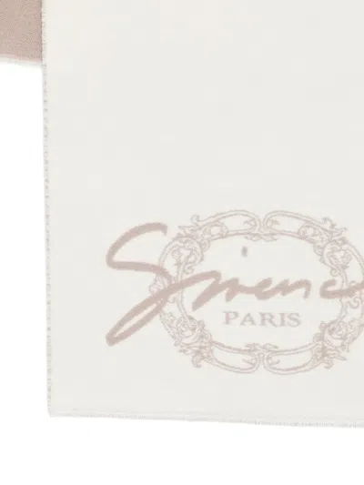 Givenchy Scarf Two Tone Design Frayed Edges Rectangular In White