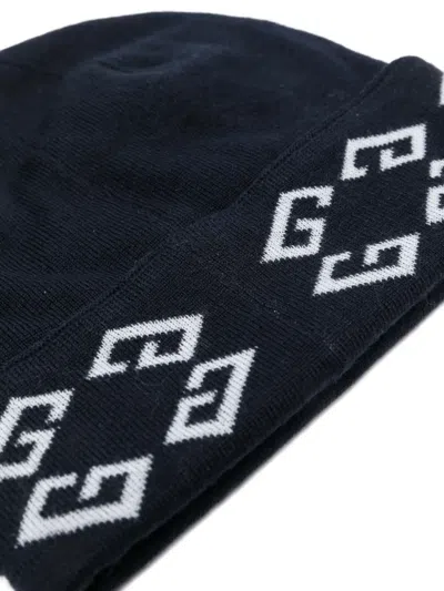 Givenchy Beanie Hat Folded Brim Soft Texture Pattern In Blue