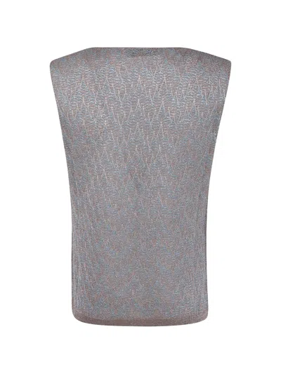 D Exterior Zigzag-pattern Top In Gray