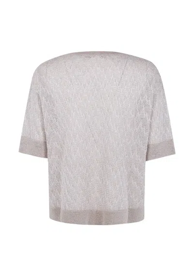 D Exterior Zigzag-pattern T-shirt In Neutral