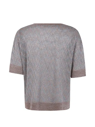 D Exterior Zigzag-pattern T-shirt In Brown