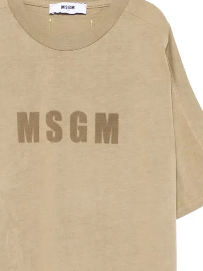 Msgm Logo T-shirt In Neutral