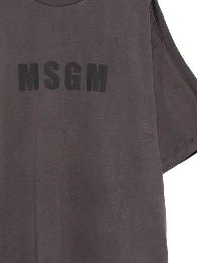 Msgm Logo-print T-shirt In Brown