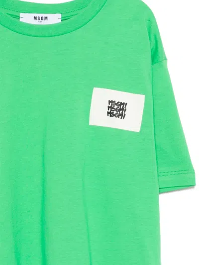 Msgm Logo-patch T-shirt In Green