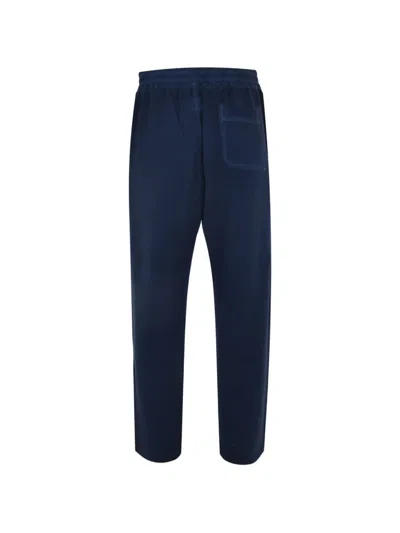 120% Lino Elasticated Sweatpants In Blue
