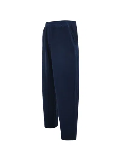 120% Lino Elasticated Sweatpants In Blue