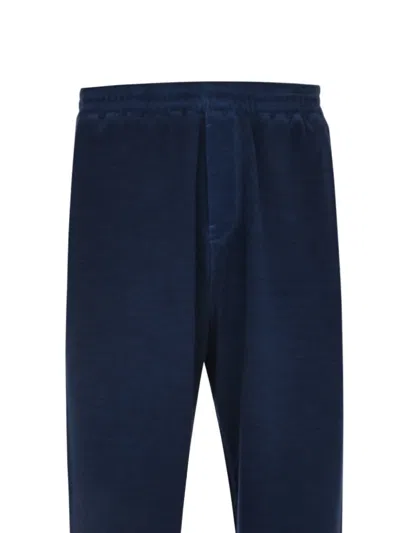 120% Lino Elasticated Sweatpants In Blue