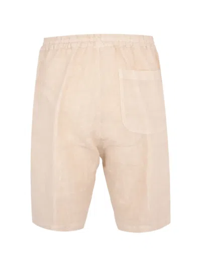 120% Lino Drawstring Bermuda Shorts In Neutral
