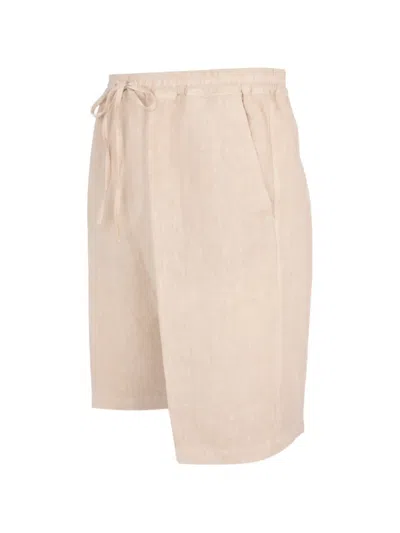 120% Lino Drawstring Bermuda Shorts In Neutral